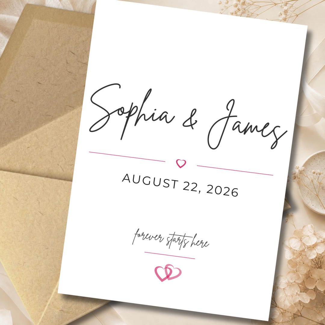 Personalized Wedding Card 5x7, Custom Couple Names & Date Card ...