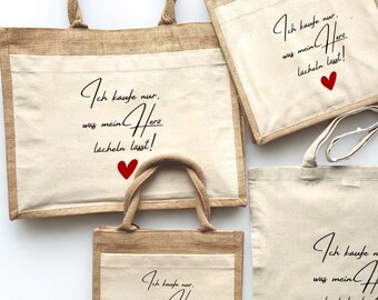 Boodschappentas en jute tas | Opvallende draagtas | Duurzaam cadeau met een spreuk | Minimalistische shopper, cadeau voor haar