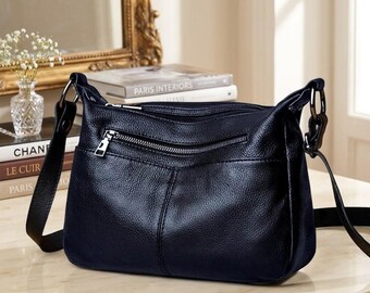 Sac à bandoulière en cuir de vachette véritable, sac à main à bandoulière, sac de créateur classique pour femme