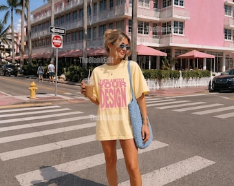 Beachy T-shirt Mockup, Butter Comfort Colors C1717 Mockup, Trendy Oversized Shirt Mockup, Influencer Style Mockup, Vacation Aesthetic