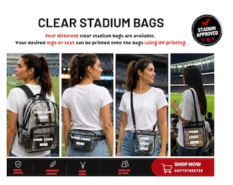 Custom Your Logo Here Clear Stadium Bags,Soccer Fan Game Day Crossbody,Inspired Transparent,Backpack, Hip Back,Tote Bag,Football Stadium Bag