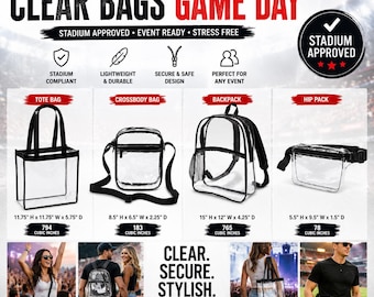 2026 Custom Clear Stadium Bag, Soccer Fan Game Day Backpack, Hip back, Tote Bag, Football Stadium Bag, Inspired Transparent Crossbody Purse
