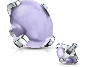 FIFTH CUE Star CZ Prong Set PVD Over All 316L Internally Threaded Labret Monroe Cartilage Stud Ring Surgical Steel