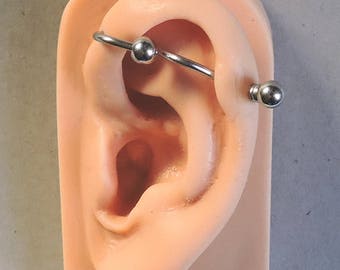 Industrial Barbell - Beaded Industrial Piercing - Surgical Steel 14 Gauge Ear Jewelry - 1 1/4" Custom Wave Scaffold Piercing - Made to Order