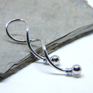 Industrial Barbell - Spiral Beaded Industrial Piercing - Twisted Weave SILVER Loop 14G Double Ear Piercing - 1 5/8" Waved Scaffold Piercing