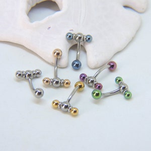 Barra de perfuração vertical com capuz 14G 12G 10G VCH T-Bar S laveRing - Escolha a cor