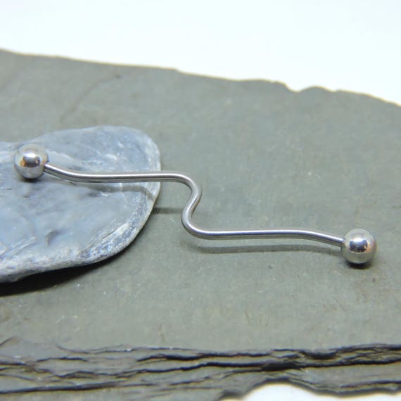 Industrial Barbell Waved Industrial Piercing 14G 1 1 4 TITANIUM Custom Wave Scaffold Upper Ear Bar Scaffold Upper Ear Jewelry Etsy