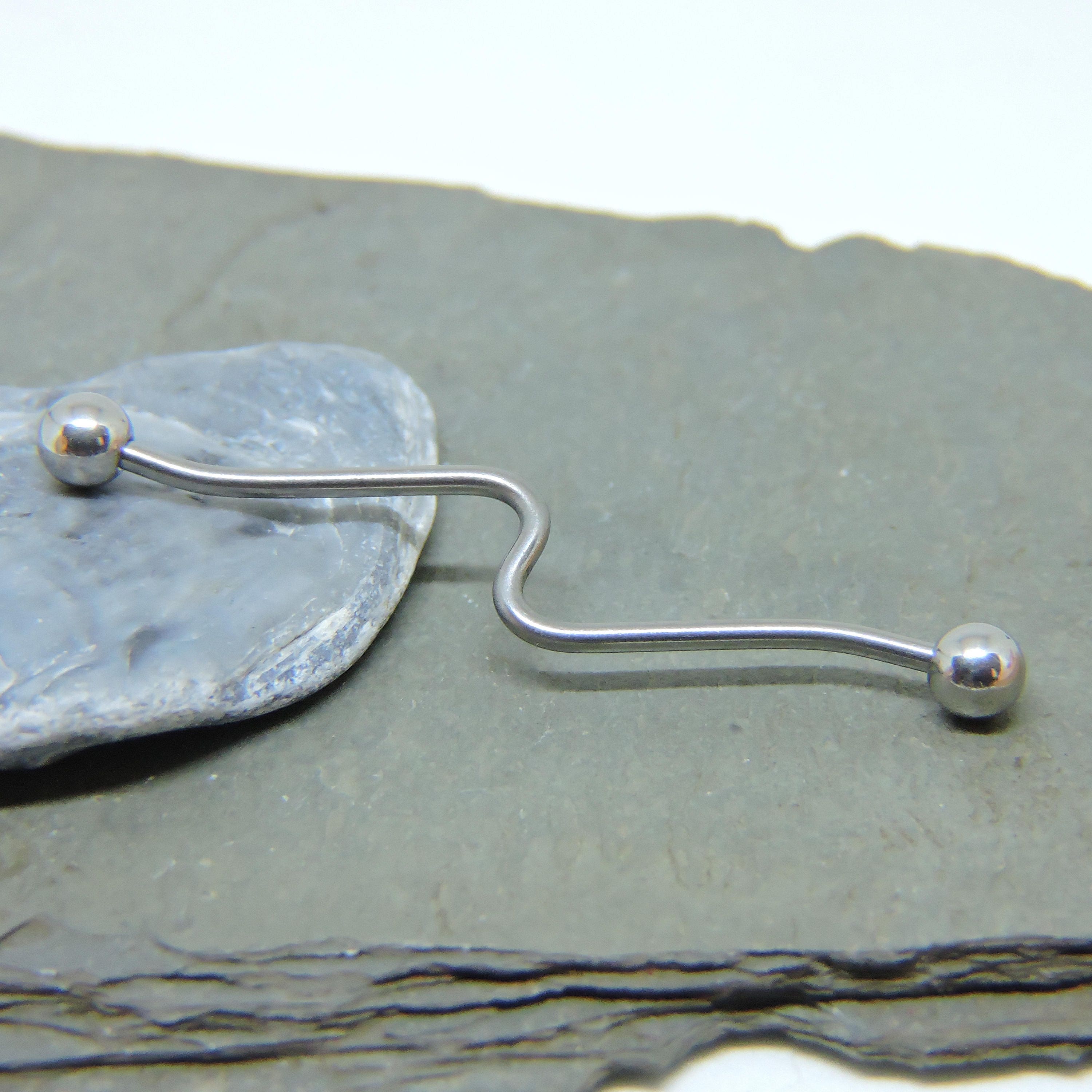 Industrial Barbell Waved Industrial Piercing - 16G 1 1/4" - 14G …