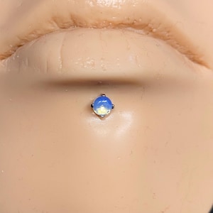 OPALITE Labret Stud Monroe Piercing Jewelry Internally Threaded Barbell - 16G 1/4” 5/16&quot; 3/8&quot; - Surgical Steel Lip or Cartilage Barbell