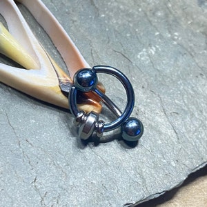 Blue Beaded Vertical Hood Piercing Jewelry 14G 12G 10G Slave Ring PA ...