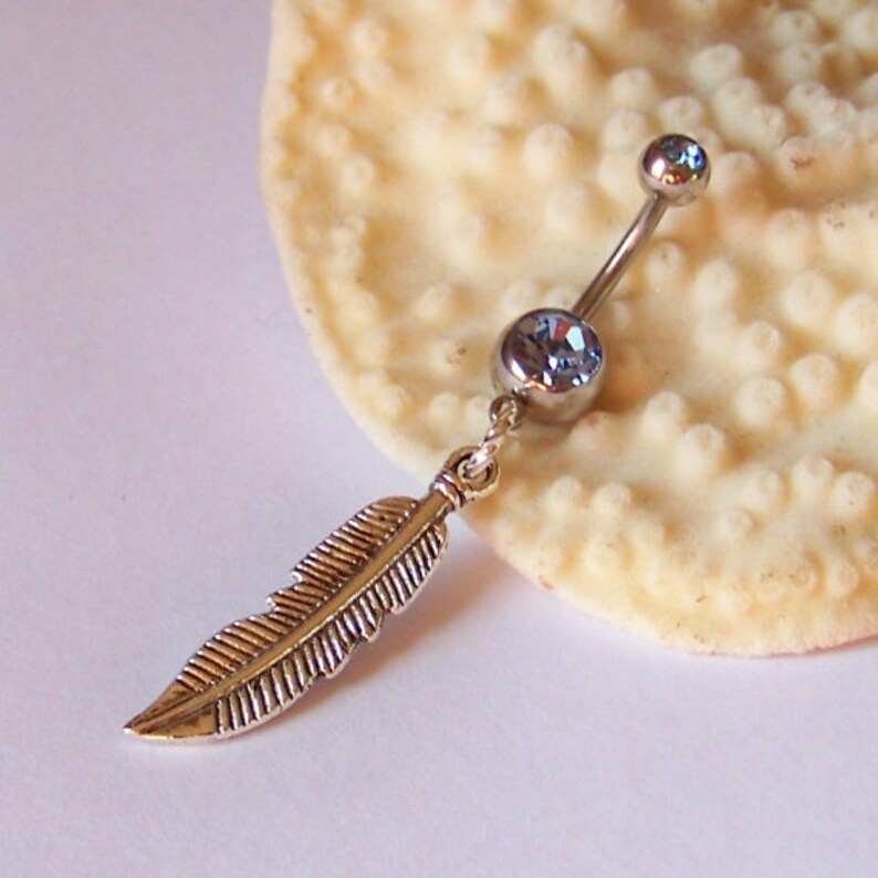 Charm Belly Button Ring Body Jewelry Piercing Curved Etsy