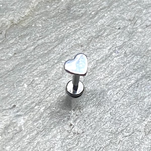 Heart Labret Stud Monroe Piercing Jewelry Internal Thread Barbell ASTM F136 Titanium 16G 1/4&quot; 5/16&quot; 3/8&quot; REVERSIBLE Lip or Cartilage Barbell