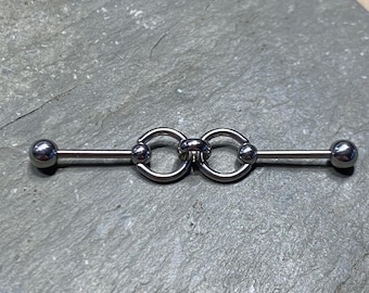Industrial Barbell - Double Loop Ear Bar 18G 16G Upper Ear Jewelry