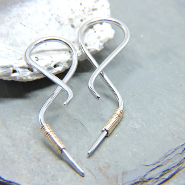 Twisted Tapers SET of 2 - 16G  14G  12G  10G Wire Wrap Ear Tapers Wrapped in 14K Gold Fill or Sterling Silver - Long Looped Swirl Stretchers