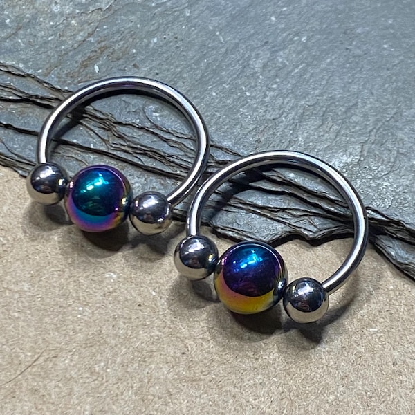 Nipple Rings 16G 14G 12G 10G 8G Rainbow Hemalyke Horseshoe Captive 1/2" 5/8"