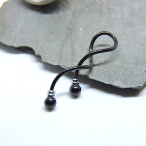 Industrial Barbell - Spiral Beaded Industrial Piercing - Twisted Weave BLACK Looped 14G Double Ear Piercing - 1 5/8" Waved Scaffold Piercing