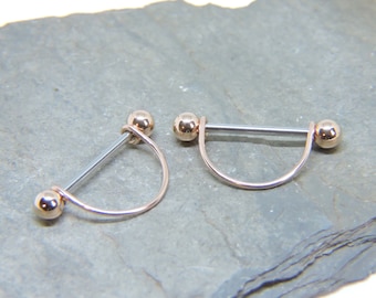 Nipple Stirrups - 1 or SET OF 2 - Sterling Silver or 14K Yellow or Rose Gold Nipple Barbells 16G 14G 12G 10G 8G 6G Nipple Shields Jewelry