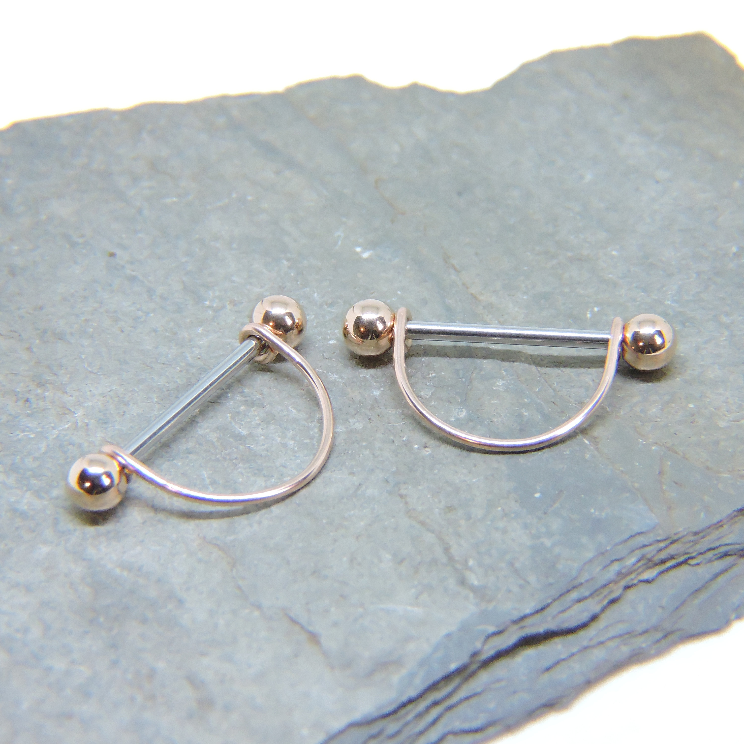 Nipple Stirrups - 1 or SET OF 2 - Sterling Silver or 14K Yellow or Ro…