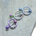 Vertical Hood Piercing Barbell - 14G 12G 10G Slave Ring Style VCH Straight or Curved Bar - Purple Blue Rainbow - Intimate Piercing Jewelry
