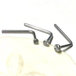 Crystal Nose Ring 316L Surgical Steel Nose Screw L Shape 20G 18G Pin