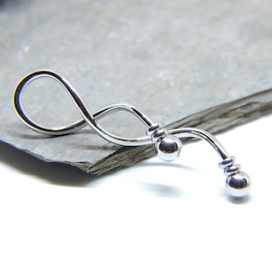 Industrial Barbell Spiral Beaded Industrial Piercing Twisted Weave SILVER Loop 14G Double Ear Piercing 1 5/8 Waved Scaffold Piercing image 7
