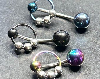 Prince Albert Barbell PA 8 mm uiteinde 14G 12G 10G 8G slavering met kralen - Kies kleur
