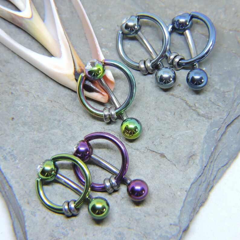 Vertical Hood Piercing Barbell 14G 12G 10G Slave Ring