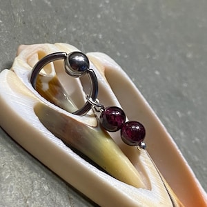 Rook - Tragus - Helix - Snug - Cartilage Piercing - Garnet Hoop 18 Gauge Captive Ring Earring - Rook Jewelry - Choose Your Ring Style