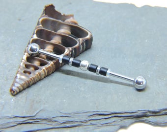 Beaded Industrial Barbell: 16G or 14G Surgical Steel Scaffold Piercing