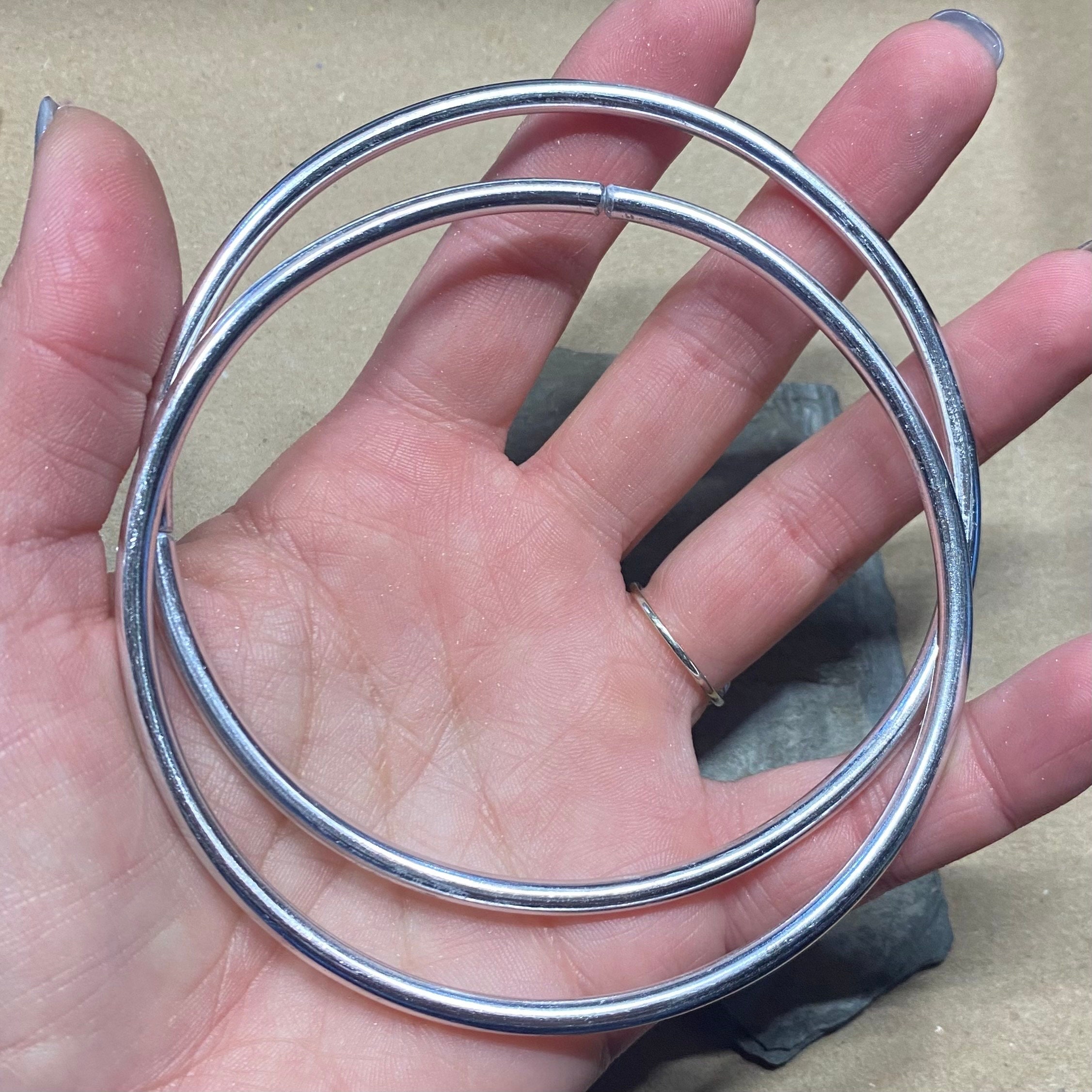 Set of Aluminum Detachable Tunnel Hoops 8G 6G 2.5” 3” 3.5” Silver Hoops