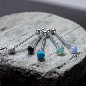 Industrial Barbell Piercing GEMSTONE End INTERNALLY Threaded 14G 1 1/4" - 1 3/8” - 1 1/2” - 1 3/4” - 2” Scaffold Double Upper Ear Bar
