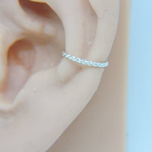 Cartilage Cuff Ring - Sterling Silver Dainty Twisted Hoop Earring Cuff - Cuff Earring Non Pierced - NO Hole Needed - Petite Ear Cuff
