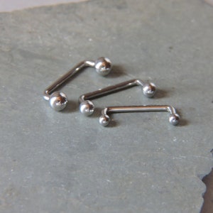 Upper Ear Staple Barbell - 1 or Set of 2 - Custom Industrial - 14G Ear Jewelry Scaffold Double Ear Piercing - Choose Length and Ball Size