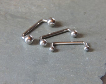 Upper Ear Staple Barbell - 1 or Set of 2 - Custom Industrial - 14G Ear Jewelry Scaffold Double Ear Piercing - Choose Length and Ball Size