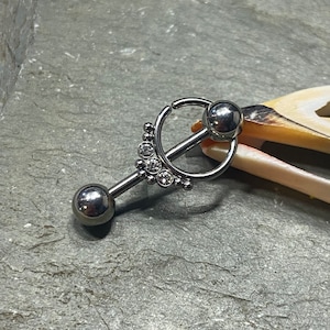 14G VCH Piercing with Gemstone Dangle, Vertical Clitoral Hood ...