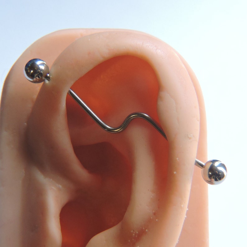 Unique Industrial Barbell Custom Wave Spiked Ear Bar 16G Etsy