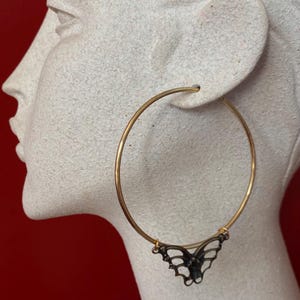 LIMITED EDITION Set of 2 Detachable Hammered Tunnel Hoops - Brass Bronze Copper Nickel Silver - 12G Hoops 2.5” or 3” Ear Weights Hangers