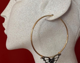 Set of Detachable Hammered Tunnel Hoops 12G 2.5” or 3” - Gold Bronze Copper Silver