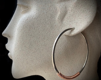 Set of 2 Replacement Detachable Tunnel Hoops - Gold Silver Copper or Bronze - Hammered Hoops - 12G HOOPS - 2” 2.5” 3” - Ear Weights Hangers