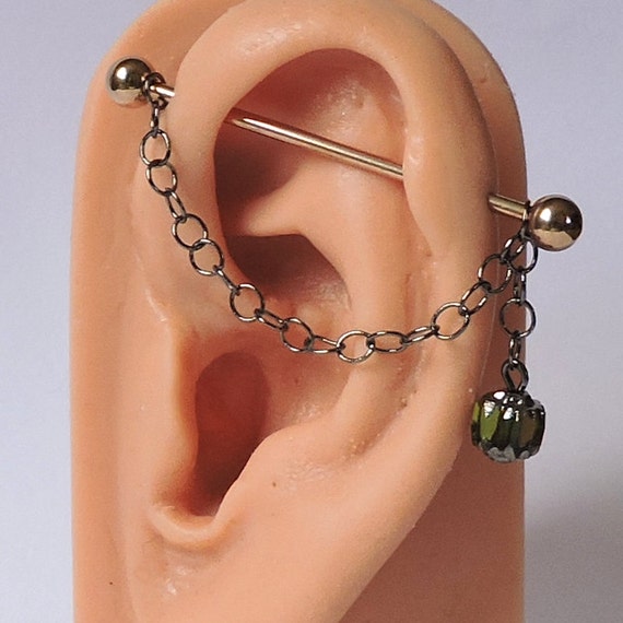 Rose Gold Industrial Barbell Chain Barbell Industrial Piercing