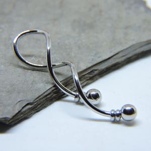 Industrial Barbell Spiral Beaded Industrial Piercing Twisted Weave SILVER Loop 14G Double Ear Piercing 1 5/8 Waved Scaffold Piercing image 3