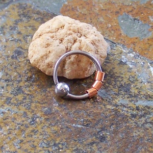 Captive Ring with Copper Tube Beads - 1 or set of 2 - 16G or 14G - 3/8” 7/16” 5/8” 3/4” Tragus Cartilage Helix Daith Rook Belly Button Ring