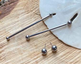 THREADLESS Industrial Barbell - Custom 14G SURGICAL Steel or TITANIUM Double Pierced Ear Bar - Industrial Pierced Earring Scaffold Barbell