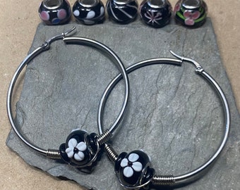 Set of Earrings or Tunnel Hoops 1.5” 2” 2.5” 3” Gold Silver Copper Bronze Wrap