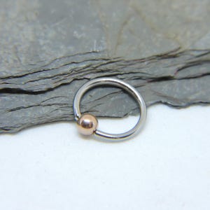 Copper Beaded Tragus Cartilage Snug Helix Rook Daith Piercing - Copper Bead Captive Ring - 18 or 16 Gauge 1/4" or 5/16" or 3/8" CBR
