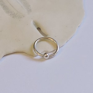 Sterling Silver Captive Bead Ring Tiny Hoop - 16G 5/16" 3/8" - Solid Sterling Silver Hoop Earring - Tragus Helix Rook Cartilage Nose Eyebrow