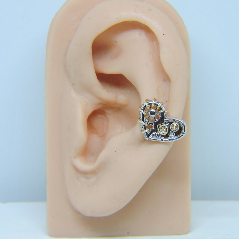 Wire Wrapped in 14K Gold Fill or Sterling Silver Heart Bar Earring Helix Cartilage Piercing 16 Gauge 14 Wire Wrap Steampunk Heart