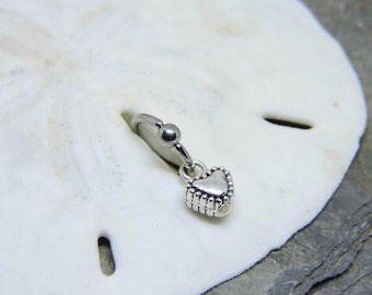 Rook - Tragus - Helix - - Daith Cartilage Piercing Jewelry - Tiny Heart Dangle - 18G or 16G 1/4" to 3/8" - Choose Your Ring Style