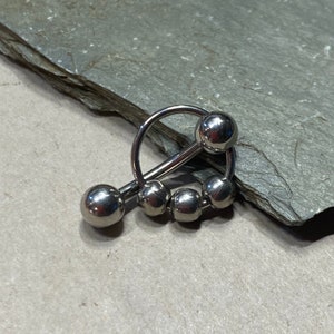 Barra de capuz vertical VCH contas de aço inoxidável 14G 12G 10G piercing de anel escravo