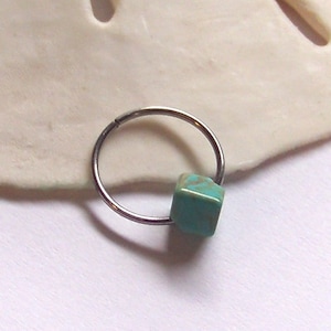 Endless Hoop Nose Ring - Removable Stone - Stainless Steel 20 or 18 Gauge - 10mm - Tragus - Cartilage - Helix - Daith - Eyebrow - Rook